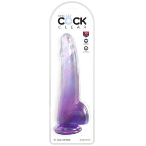 King Cock-Dildo Transparent mit Hoden 19 cm Lila-TPE, Saugnapf · Strap-on & Harness (Bild 2)