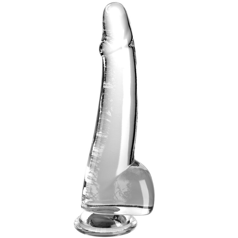 King Cock-Transparenter Dildo mit Hoden 19 cm-TPE, Saugnapf