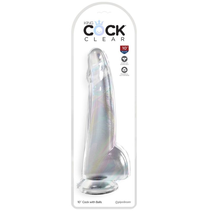 King Cock-Dildo Transparent mit 19 cm-TPE Hoden, Saugnapf · Strap-on & Harness (Bild 2)