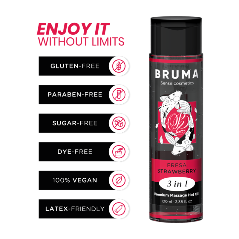 Bruma-Premium Massageöl Wärmeeffekt Erdbeere 3 in 1 - 100 ml