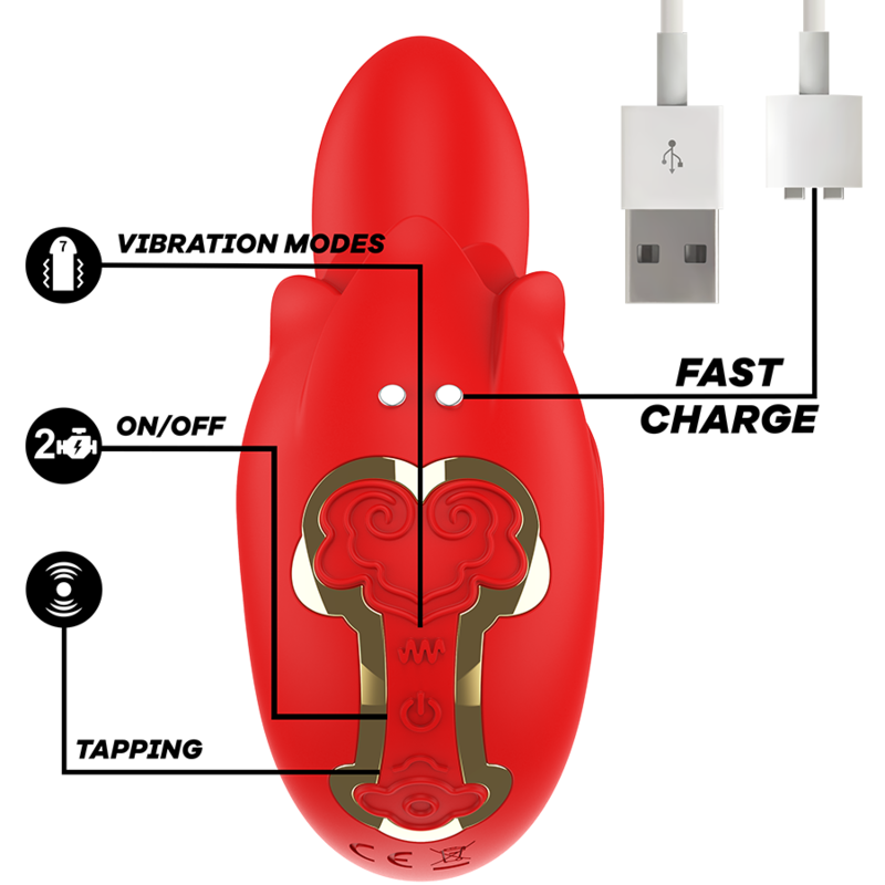 Mia-Selena Stimulator Vibrator in Tippura, Rot-Silikon, 7 Geschwindigkeiten · Vibratoren (Bild 5)
