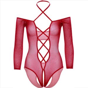 Leg Avenue Bodystockings-Körper ohne Slip mit Glanzeffekt, Rot · Spicy Dessous & Bodystockings (Bild 9)