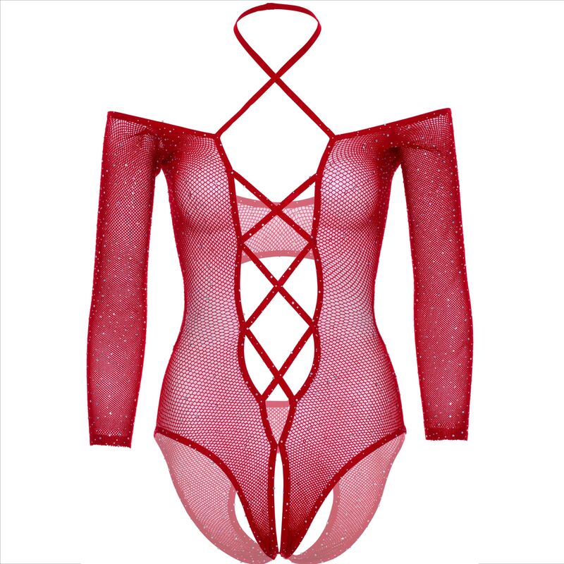 Leg Avenue Bodystockings-Körper ohne Slip mit Glanzeffekt, Rot · Spicy Dessous & Bodystockings (Bild 9)