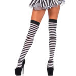 Leg Avenue Hosiery-Lange Strümpfe in Streifen Schwarz/Weiß · Sexy Damen-Dessous