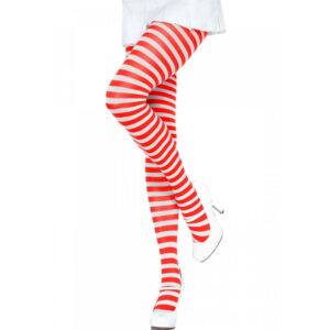 Leg Avenue Hosiery-Strumpfhose gestreift Weiß/Rot, Einheitsgröße