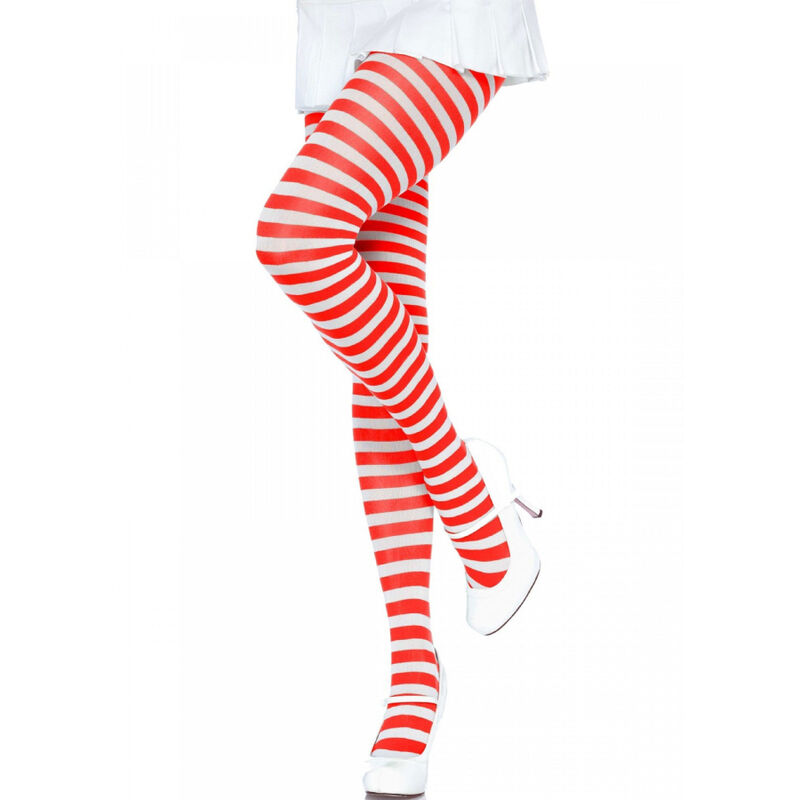 Leg Avenue Hosiery-Strumpfhose gestreift Weiß/Rot, Einheitsgröße