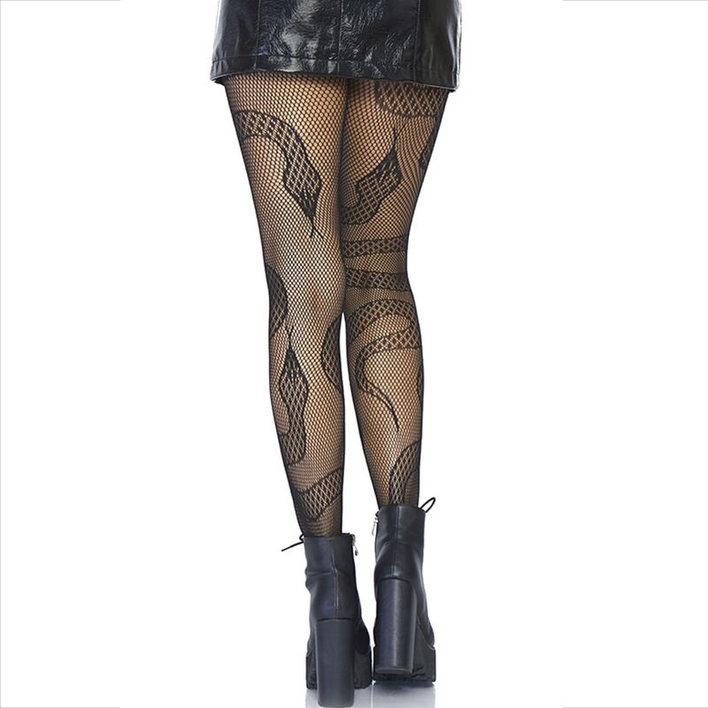 Leg Avenue Hosiery-Strümpfe Netzwerk mit Modell Schlange, Schwarz · Sexy Damen-Dessous (Bild 3)