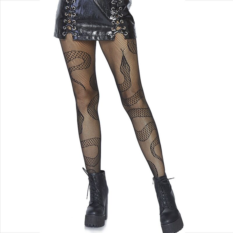 Leg Avenue Hosiery-Strümpfe Netzwerk mit Modell Schlange, Schwarz · Sexy Damen-Dessous (Bild 2)