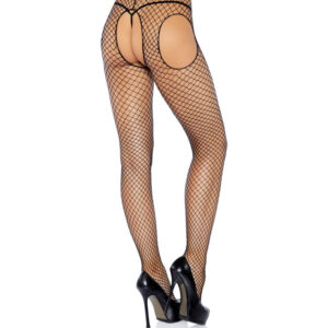 Leg Avenue Hosiery-Schwarze Netzstrümpfe ohne Arsch, one size · Sexy Damen-Dessous (Bild 4)