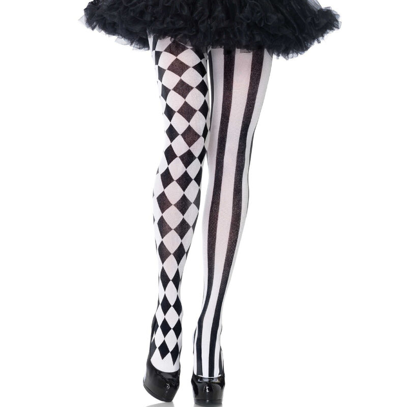 Leg Avenue Hosiery-Strümpfe Typ Harlequin Schwarz/Weiß · Sexy Damen-Dessous