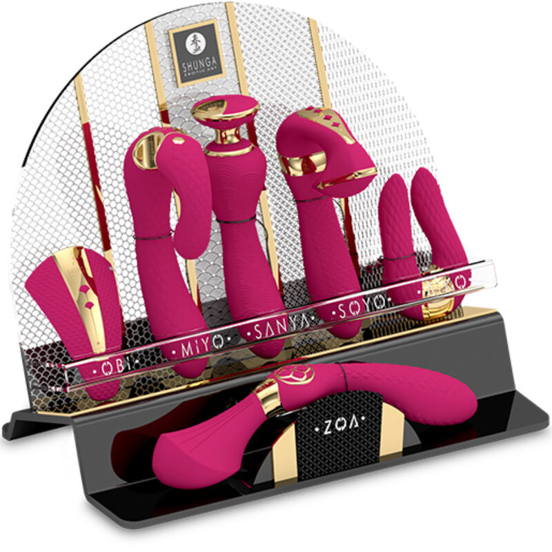 Shunga Toys-Bildschirm mit 6 Intimmassage Fuchsia-Metal, USB · Vibratoren