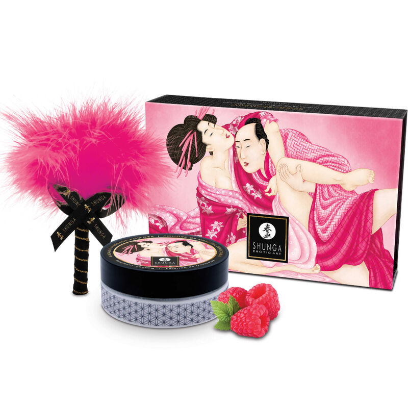 Shunga Body Power-Kit Essbares Massagepuder Himbeere