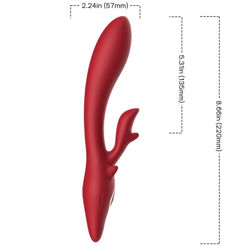 Armony Vibrators-Elk Vibrator Rabbit Curvo Rot-Silikon, 10 · Vibratoren (Bild 3)