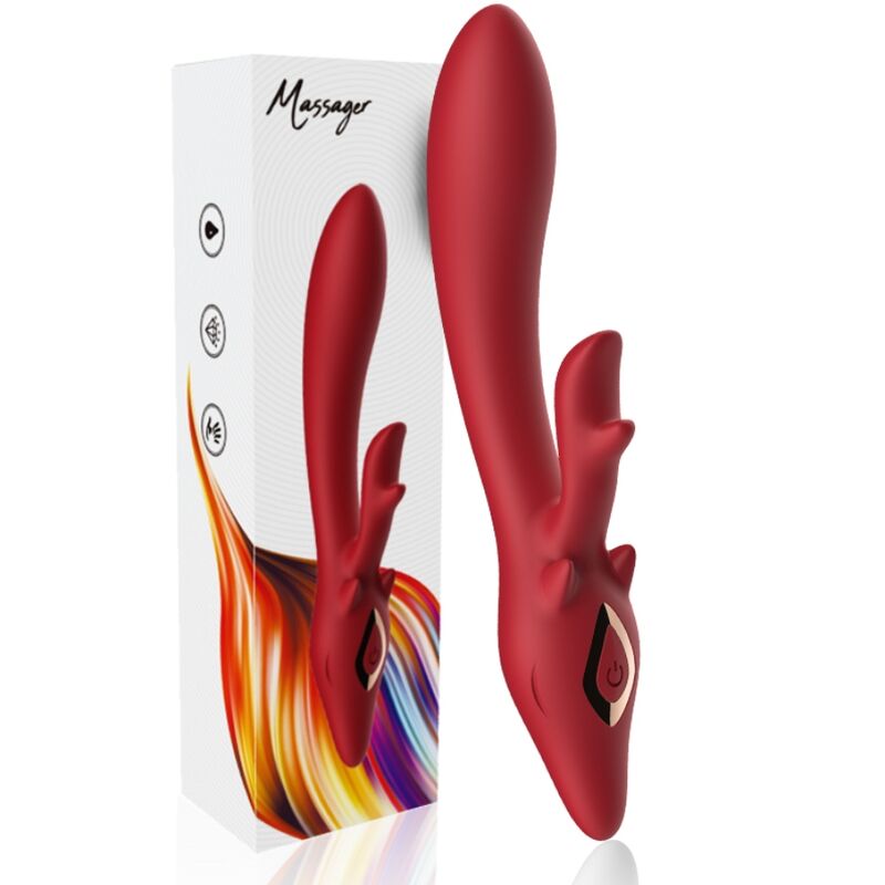 Armony Vibrators-Elk Vibrator Rabbit Curvo Rot-Silikon, 10 · Vibratoren (Bild 5)