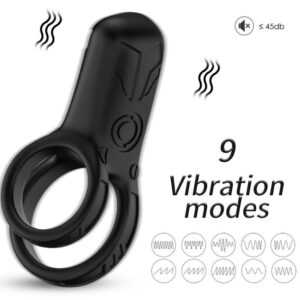Armony For Him-Ring Vibrator Doppel Schwarz-Silikon, 10 Geschwindigkeiten · Sextoys