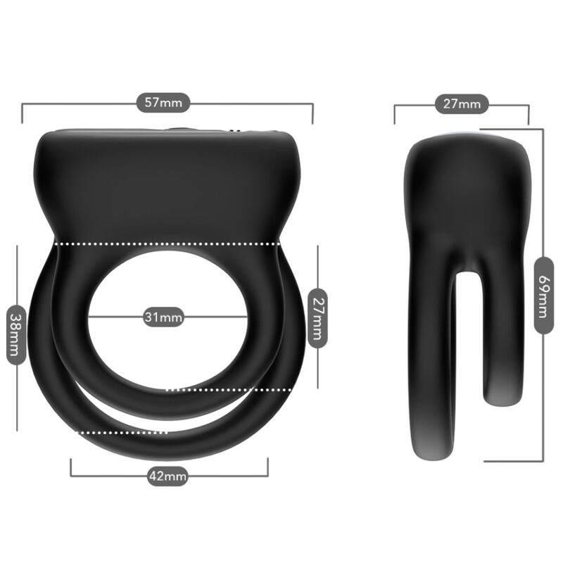 Armony For Him-Vibrator Doppelring Schwarz-Silikon, 10 Geschwindigkeiten · Sextoys (Bild 3)