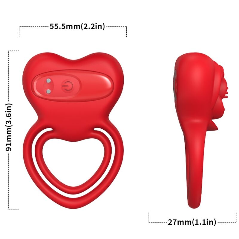 Armony For Him-Ring Vibrator Herz Rot-Silikon, 10 Geschwindigkeiten · Sextoys (Bild 2)