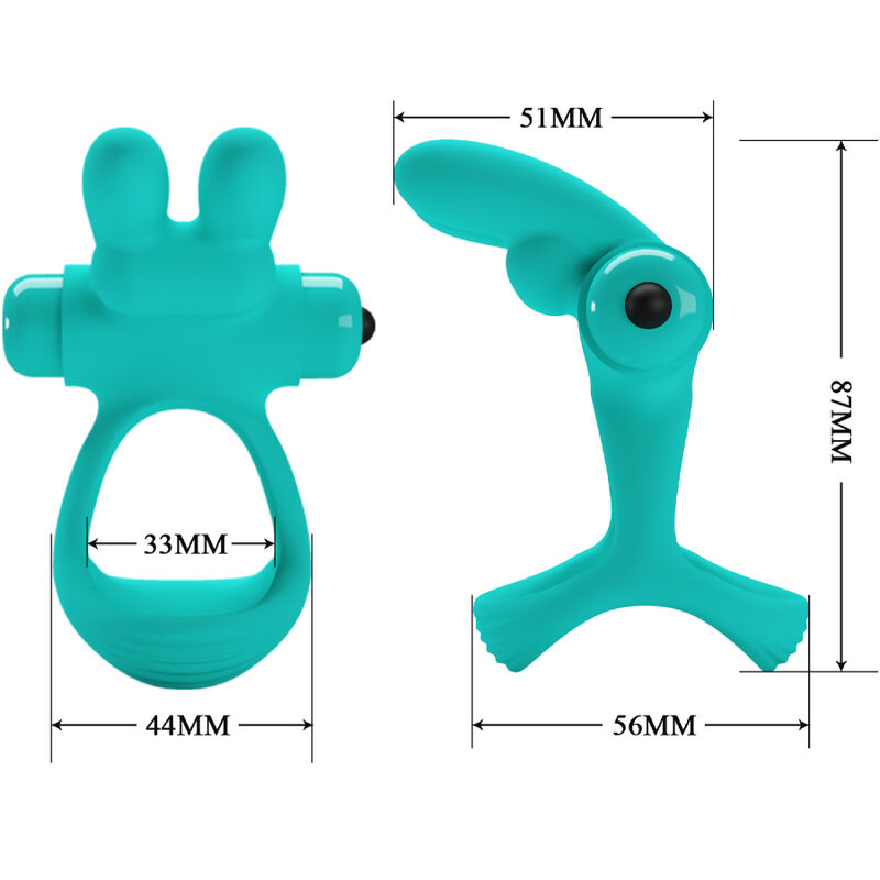 For Him-Dante Green Rabbit Ring Vibrator-Silikon, 10 Geschwindigkeiten · Sextoys (Bild 6)