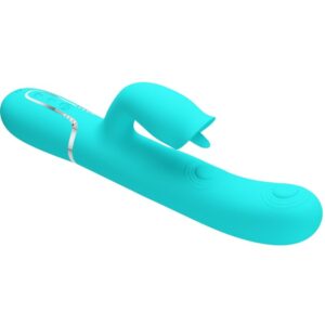 High Tech-Rabbit-Vibrator mit Leckfunktion Aquagrün-Silikon, 7 Stufen