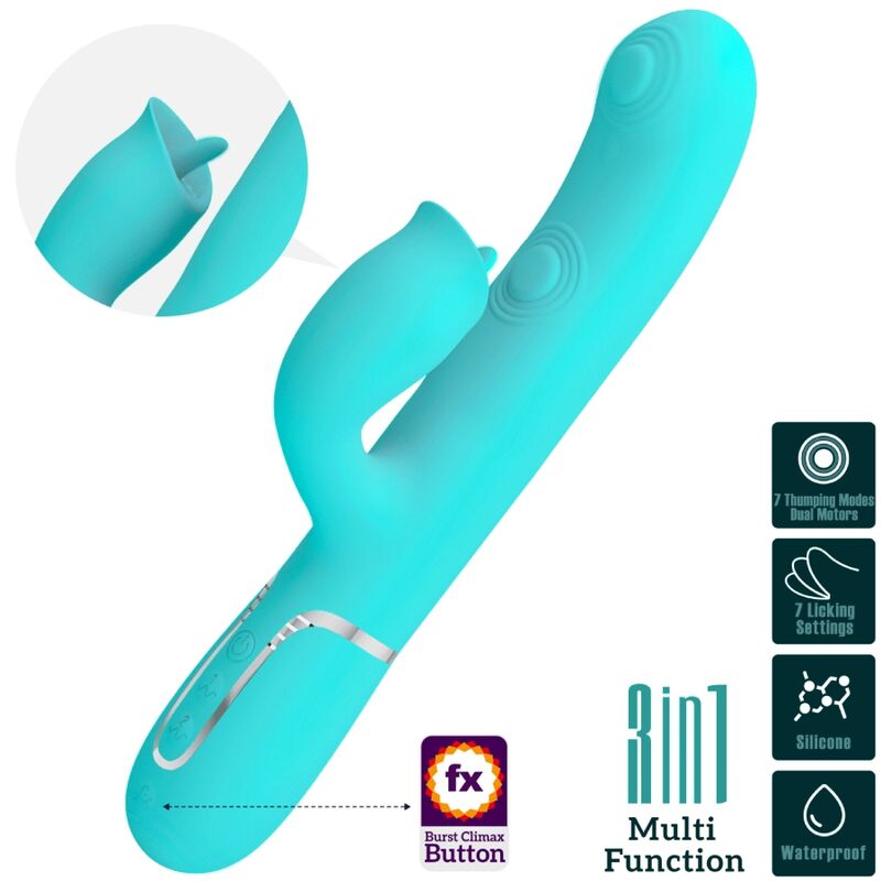 High Tech-Vibrator Kaninchen mit Aqua Green-Silikon-Bindung, 7 Geschwindigkeiten · Vibratoren (Bild 2)
