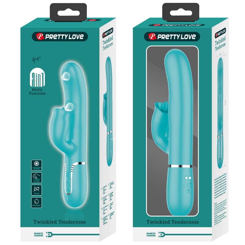High Tech-Vibrator Kaninchen mit Aqua Green-Silikon-Bindung, 7 Geschwindigkeiten · Vibratoren (Bild 4)