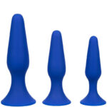 Calexotics-Kit 3 Analplug Blau-Silikon, Saugnapf · Sextoys