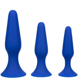 Calexotics-Kit 3 Analplug Blau-Silikon, Saugnapf · Sextoys