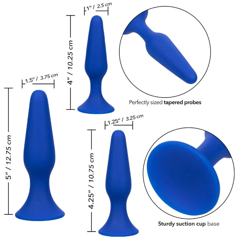 Calexotics-Kit 3 Analplug Blau-Silikon, Saugnapf · Sextoys (Bild 2)
