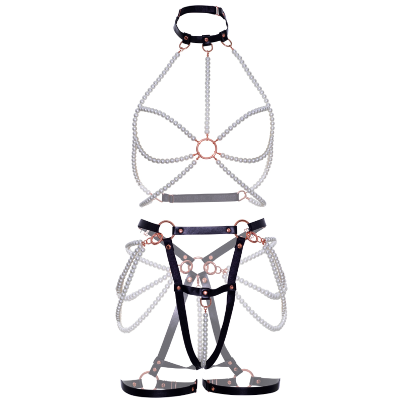 Leg Avenue-Harnas Halser mit Perlen, Ökologische Haut · Strap-on & Harness (Bild 7)