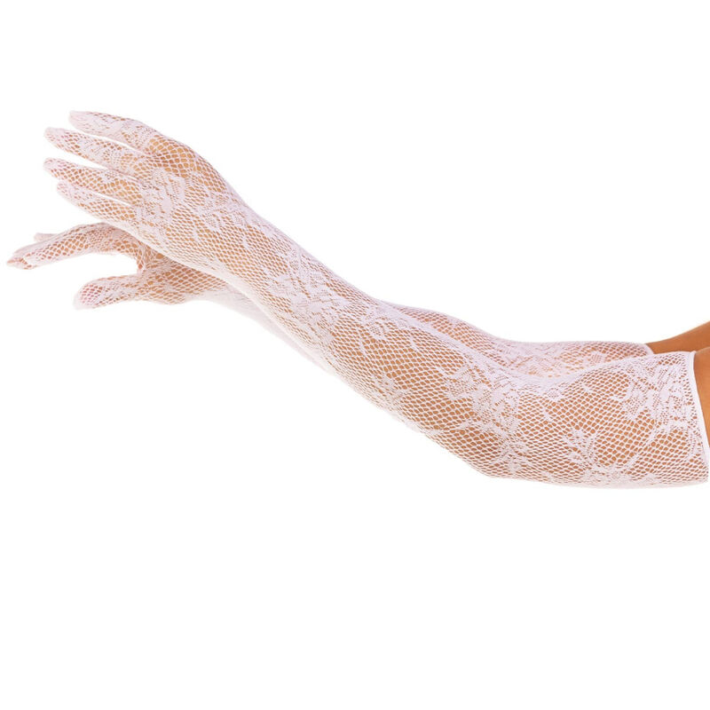 LEG AVENUE - RED FLORAL GLOVES BLACK Leg Avenue-Handschuh Blumennetz · Sexy Damen-Dessous