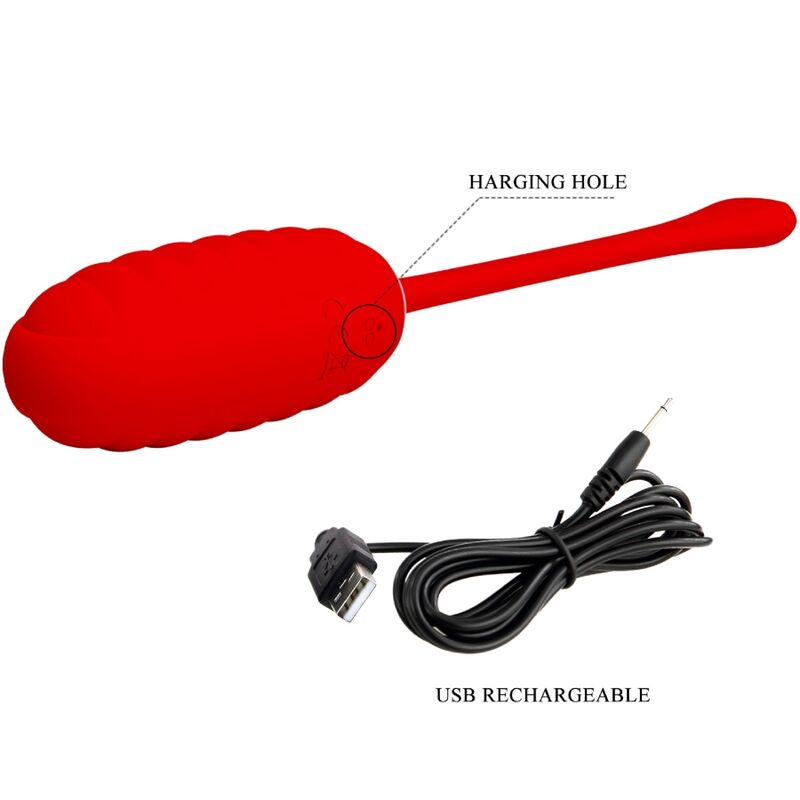 Fun Toys-Kirk Ei Vibrator Wiederaufladbar Rot-Silikon, 12 Geschwindigkeiten · Vibratoren (Bild 8)