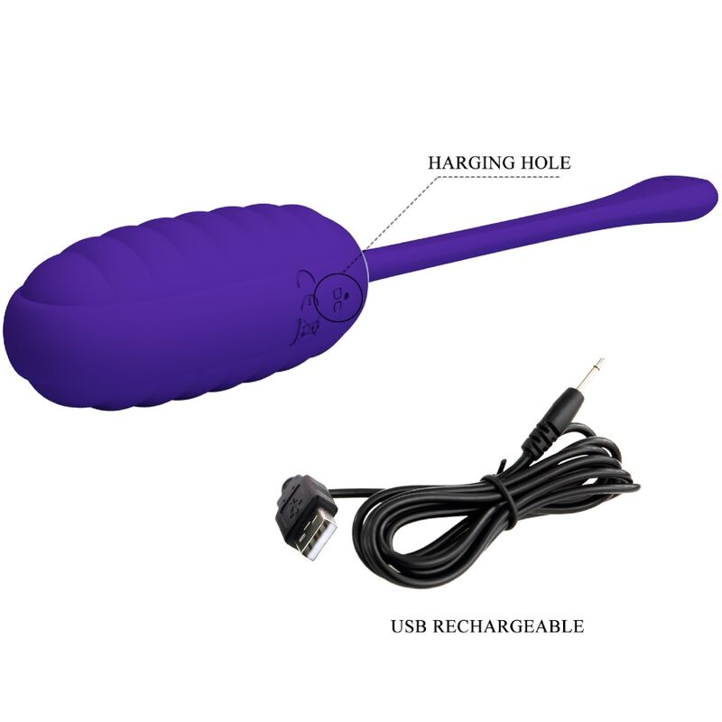 Fun Toys-Kirk Vibrierendes Ei Wiederaufladbar Lila-Silikon, 12 Geschwindigkeiten · Vibratoren (Bild 8)