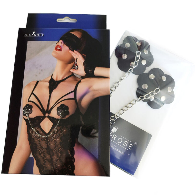 Chilirose Accesories-CR-4675 Nipple Cover Schwarz-Metallo · Sexy Damen-Dessous (Bild 2)