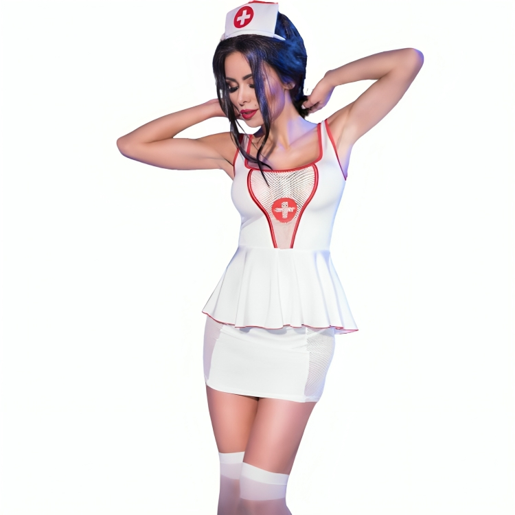 Chilirose-CR-4160 Krankenschwester-Kostüm Top & Rock