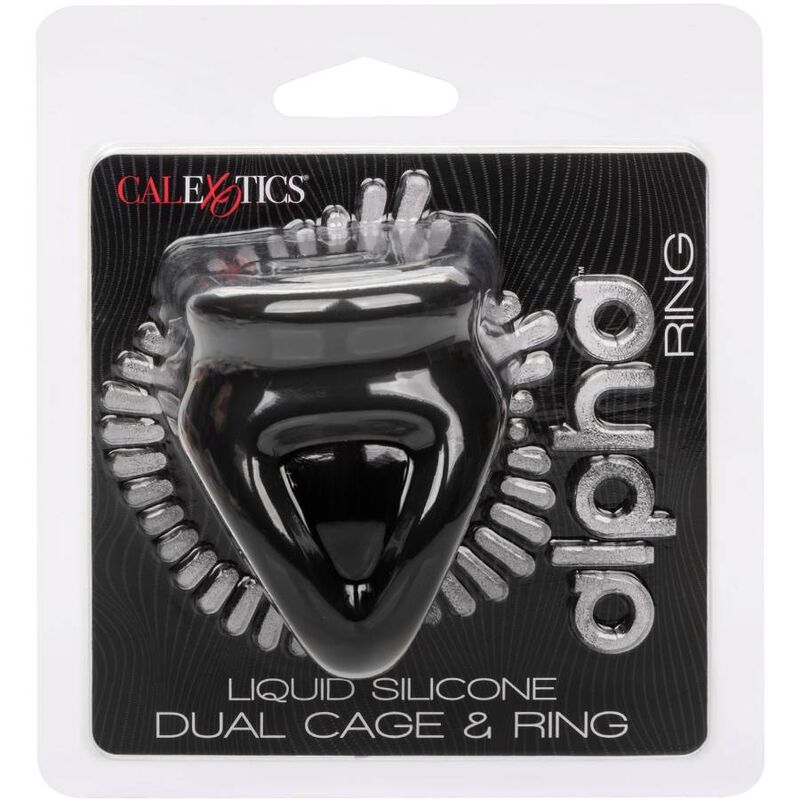 Calexotics-Doppelring mit Schwarz-Silikon-Käfig, Wasserdicht · Penisringe & -hüllen (Bild 10)