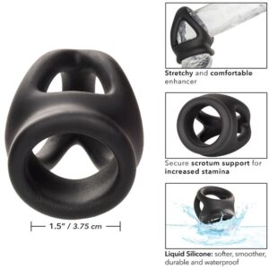 Calexotics-Doppelring mit Schwarz-Silikon-Käfig, Wasserdicht · Penisringe & -hüllen (Bild 2)