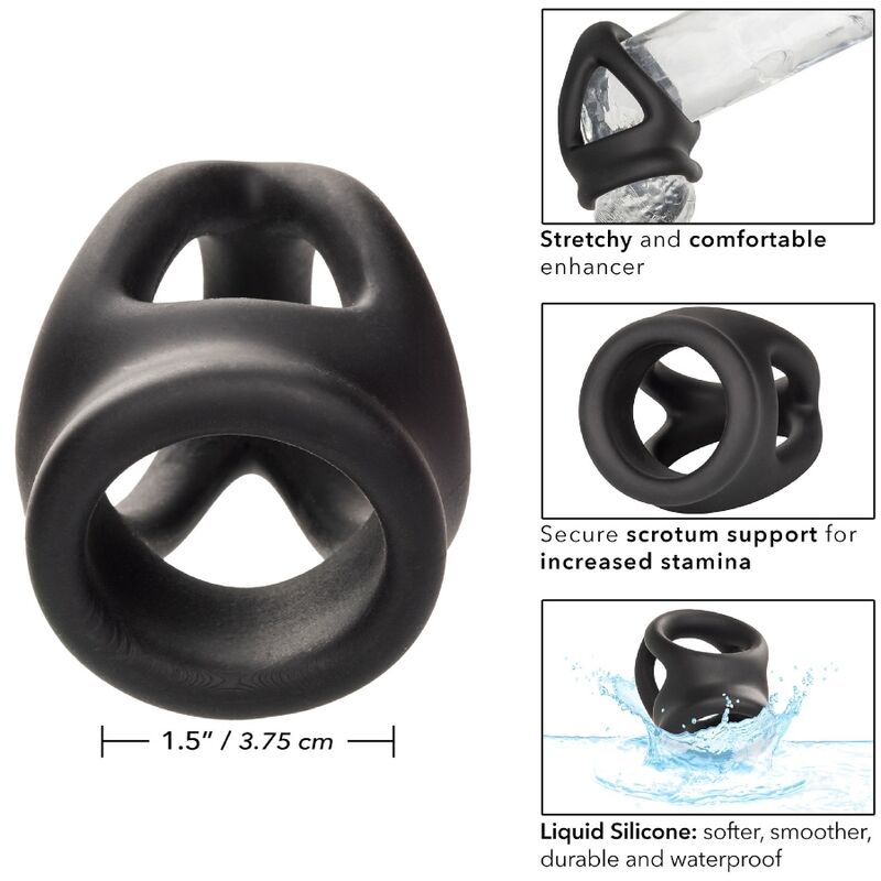 Calexotics-Doppelring mit Schwarz-Silikon-Käfig, Wasserdicht · Penisringe & -hüllen (Bild 2)