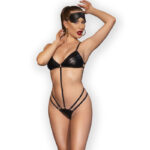 Chilirose Bodies-CR-4700 Set Bodysuit Schwarz, S/M-Ökologische Haut · Sexy Damen-Dessous