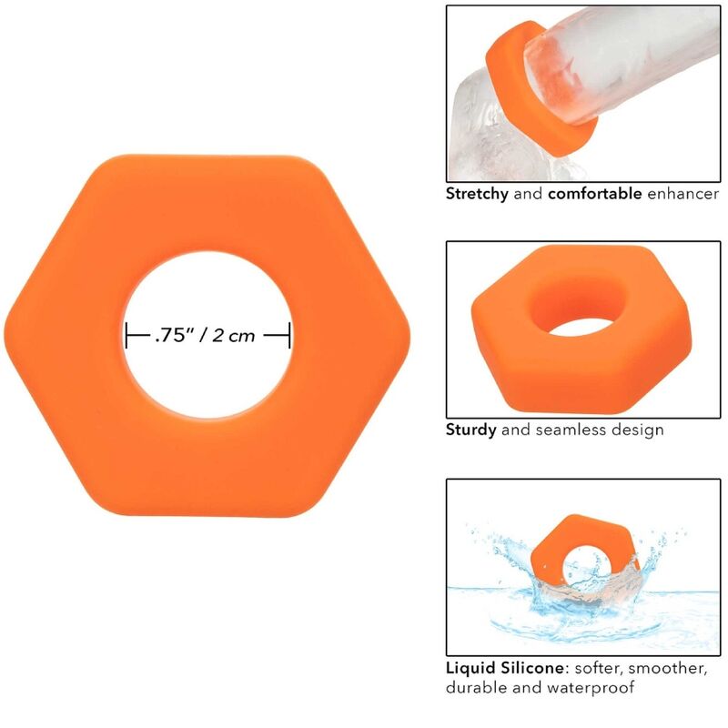 Calexotics-Alpha Prolong Ring Sexagon Orange-Silikon · Penisringe & -hüllen (Bild 7)