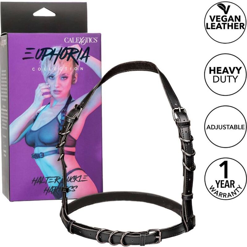 Calexotics-Euphoria Harness Halser mit Schnallen, Schwarz-Ökologische Haut · Bondage & Handschellen (Bild 5)