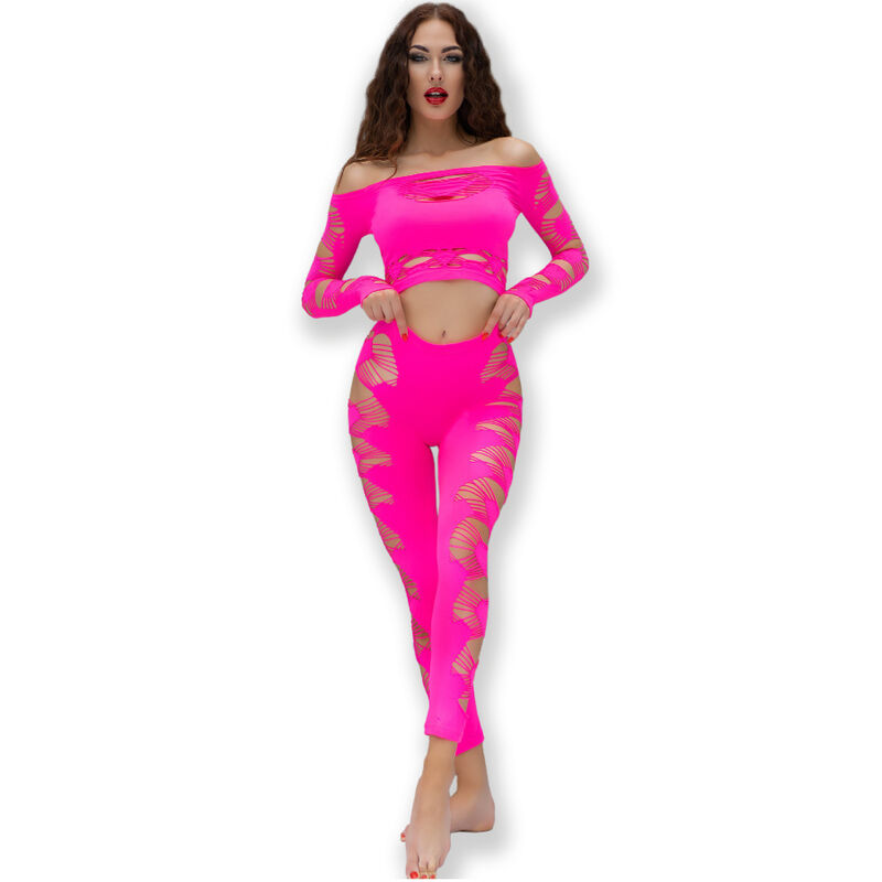 Chilirose Sets-CR-4632 Top und Strumpfhose Fuchsia S/L · Sexy Damen-Dessous
