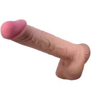Dildos-Sliding Skin Series Realistischer Dildo mit Saugnapf Braun 26 cm-TPR