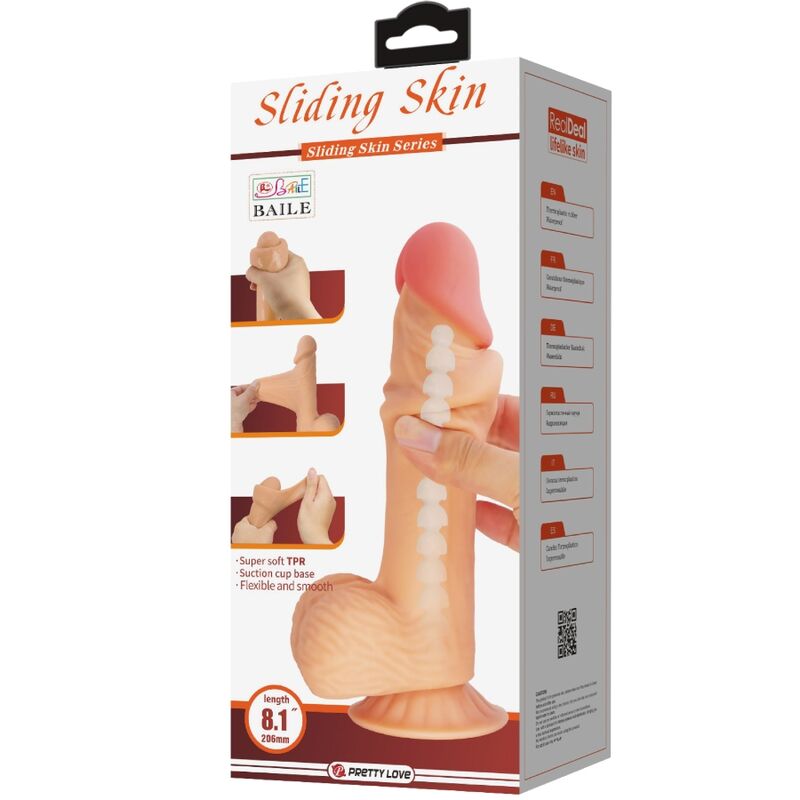 Dildos-Sliding Skin Series Dildo Realistisch mit Saugnapf 20.6 cm-TPR · Sextoys (Bild 4)