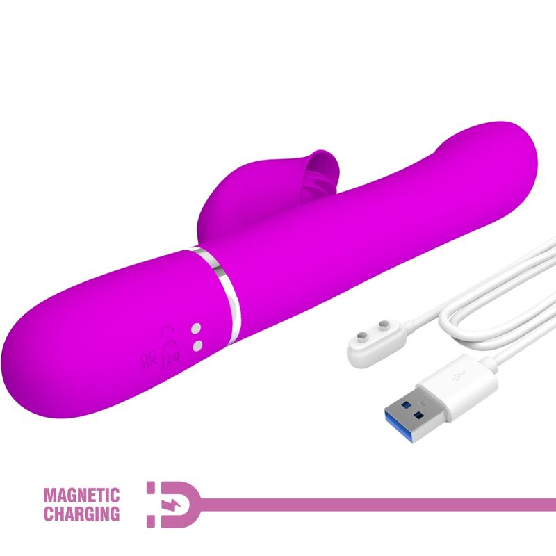 High Tech-Rabbit Vibrator Perlen Lila-Silizium, 7 Geschwindigkeiten, USB · Vibratoren (Bild 9)