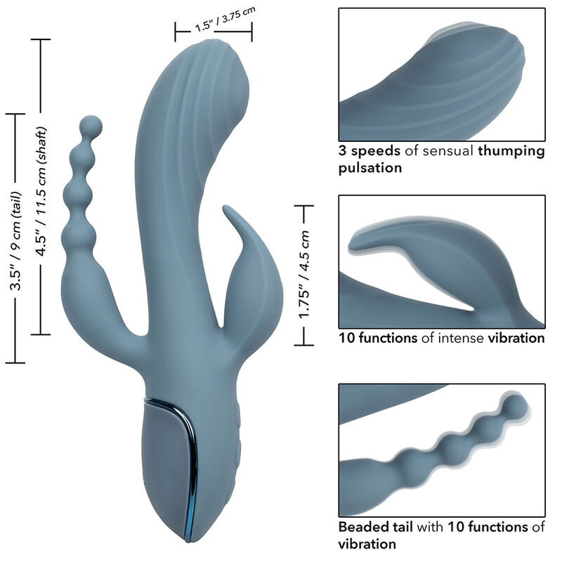 Calexotics-Vibrator Triple Ecstasy Grau-Silikon, 3 Geschwindigkeiten · Vibratoren (Bild 5)