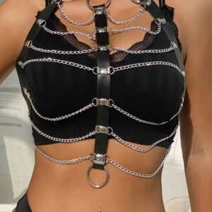 Subblime Fetish-Harness für Leder Brust mit Schwarz One Ketten · Strap-on & Harness (Bild 7)