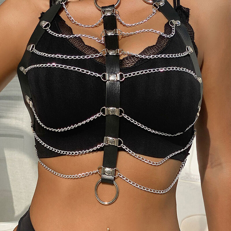 Subblime Fetish-Harness für Leder Brust mit Schwarz One Ketten · Strap-on & Harness (Bild 7)
