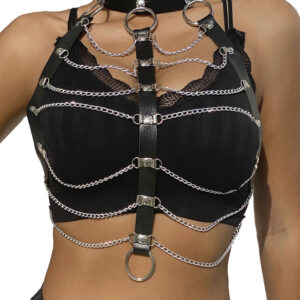 Subblime Fetish-Harness für Leder Brust mit Schwarz One Ketten · Strap-on & Harness (Bild 3)
