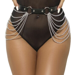 Subblime Fetish-Ledergürtel mit Kette Schwarz Einheitsgröße