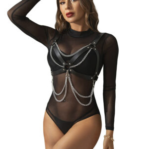Subblime Fetish-Harness BH mit Detail One Size-Metal Kette · Strap-on & Harness